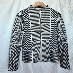 Banana Republic L Cotton Sweater Long Sl Black and White